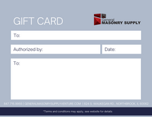 Load image into Gallery viewer, General Masonry Supply Gift Card
