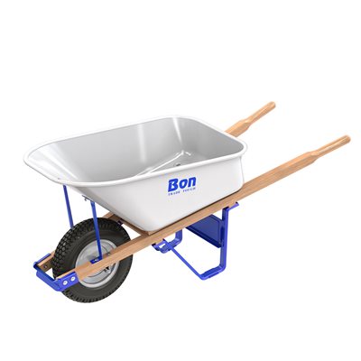 Bon Tool TRADE TOUGH™ STEEL TRAY WHEEL BARROW - 6 CU FT - WOOD HANDLE